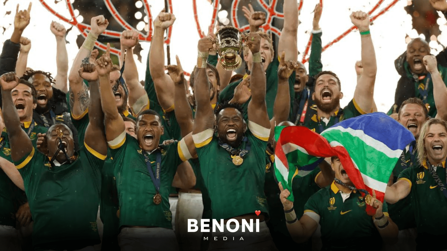 Siya Kolisi Raises the Webb Ellis Cup