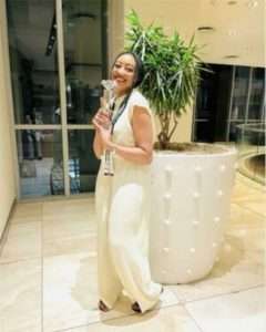 Collen Busisiwe Khoza with her trophy. Businesswoman of the year.